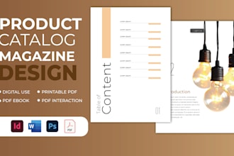 design product catalog, magazine layout brochure, catalogue lookbook sell sheet