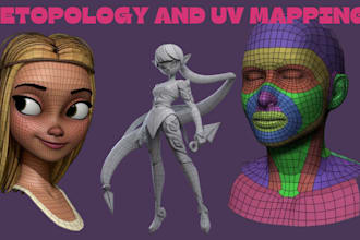 do retopology  uv mapping uv unwrap 3d texturing for props and 3d characters