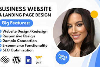 business website and landing page using wordpress squarespace, google sites, wix