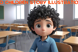 do children story book illustration, children storybook and book cover