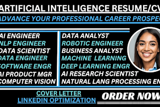write artificial intelligence resume, machine learning, robotic engineer cv