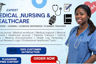 design medical journal workbook nursing interview guide on canva for amazon KDP
