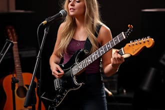 be female rock singer, classic metal rock song, custom rock songwriter