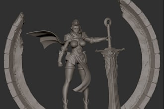 action figure 3d scene,digital sculpt ,stl game ttrpg miniature 3d print,asset