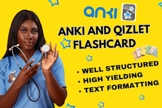 create anki and quizlet  flashcard content writing for you