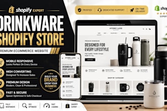 design a premium drinkware shopify store for private label brands