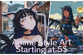 draw character illustrations in 2d anime style