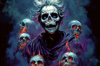draw a realistic fantasy horror character art