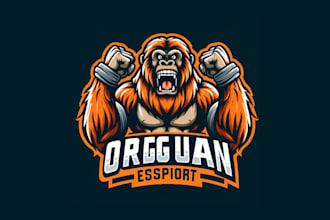 do unique orangutan, monkey mascot logo with unlimited revisions