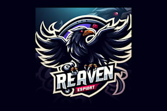 make modern raven or crow flying mascot logo within two days
