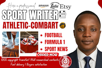 write a sport ebook youtube scriptwriter, seo sport article and blog ghostwriter
