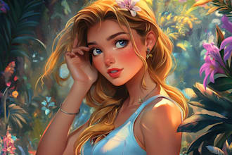 make a unique cartoon character in disney style
