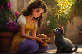 do a unique disney style cartoon character