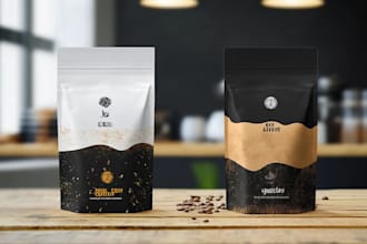 design coffee packaging, coffee bag , coffee label