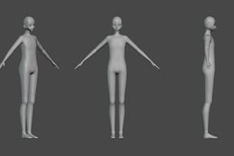 build 3d character model, game character design,stylized anime cartoon character