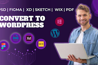 convert figma, xd, psd, figma to wordpress design using elementor pro