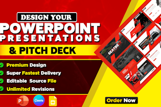design powerpoint presentation pitch deck google slides, and canva presentation