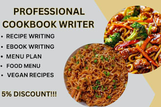 write unique and creative recipes for cookbooks, seo blogs and meal plans