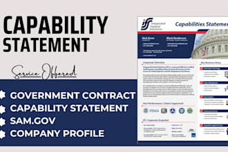design a professional government capability statement for government contract