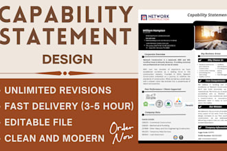 design a professional government capability statement for government contract