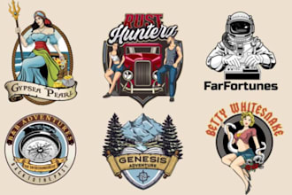 do vintage logo design for business, tattoo barbershop