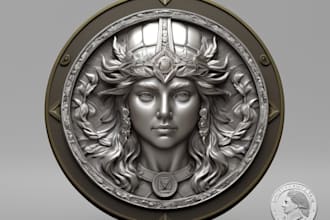 sculpt 3d coin, bas relief model, medallion, challenge coin for stl 3d printing