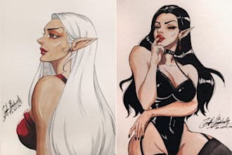 draw character design, anime or manga in various art styles