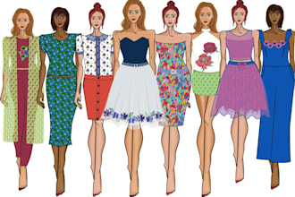 do fashion illustrations for your designs using adobe photoshop and illustrator