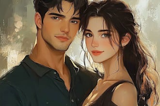 draw chibi couple illustration anime character art