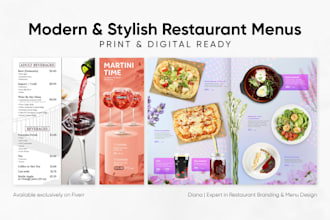 design a professional menu for restaurants, bars, and cafes