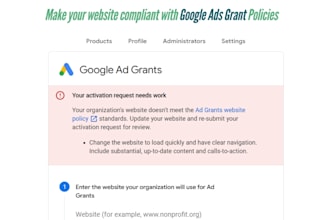 fix website compliance issue in google ads grant