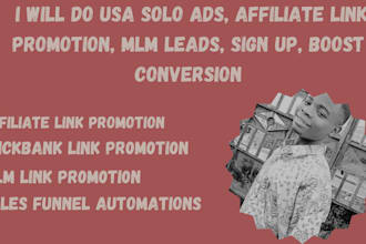 do USA solo ads, affiliate link promotion, MLM leads, sign up, boost conversion