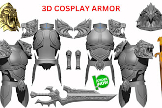 design 3d wearable cosplay model, armor, weapon props accessories for printing