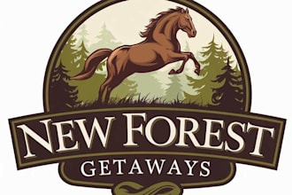 make awesome forest getaways horse and trees logo