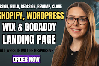 build, design shopify ecommerce website, godaddy landing page, wix landing page