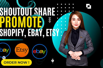 shoutout share promote ebay shopify etsy 140m twitter yt fb UK USA audience