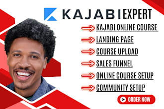 setup kajabi online course, kajabi website, community setup, kajabi course