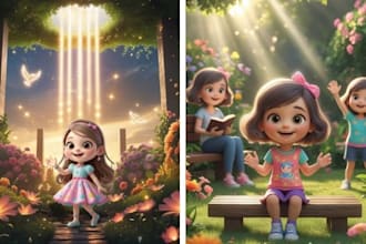 do 3d illustrations for your bible story, children book cover,  kid activity