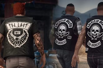 create fivem clothing, mc kuttes with patches biker vests, fivem mlo fivem chain