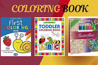 do children activity book, kid and adult coloring page and book cover for kdp