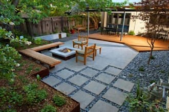 provide garden backyard landscape architect design floor plan with city permits