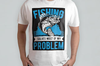 do hunting, fishing and vintage t shirt design for you