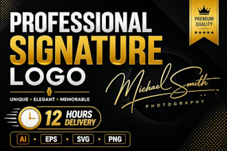 design a professional signature, handwritten and cursive logo