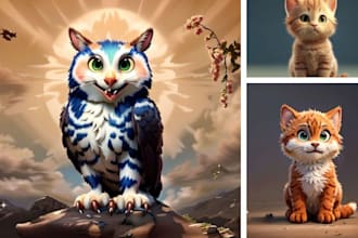 create stunning 3d and cartoon animal illustrations for your project