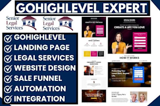 build gohighlevel landing page legal service website law firm lead funnel CRM