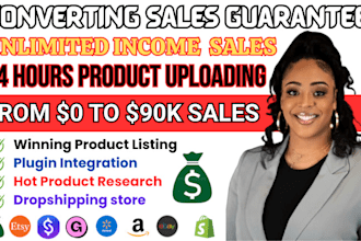 manage, upload, do product listing on shopify, stan store, etsy, amazon, walmart