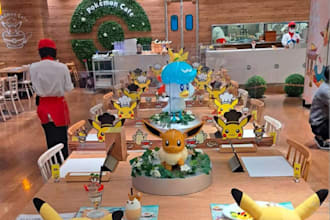 make your reservation at pokemon cafe or kirby cafe