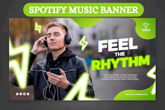 design pro spotify music web banner design for your artist, podcast music brand