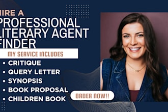 critique query letter, synopsis, book proposal and find literary agents