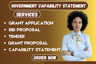design federal capability statements, grants, tenders, and bid proposals